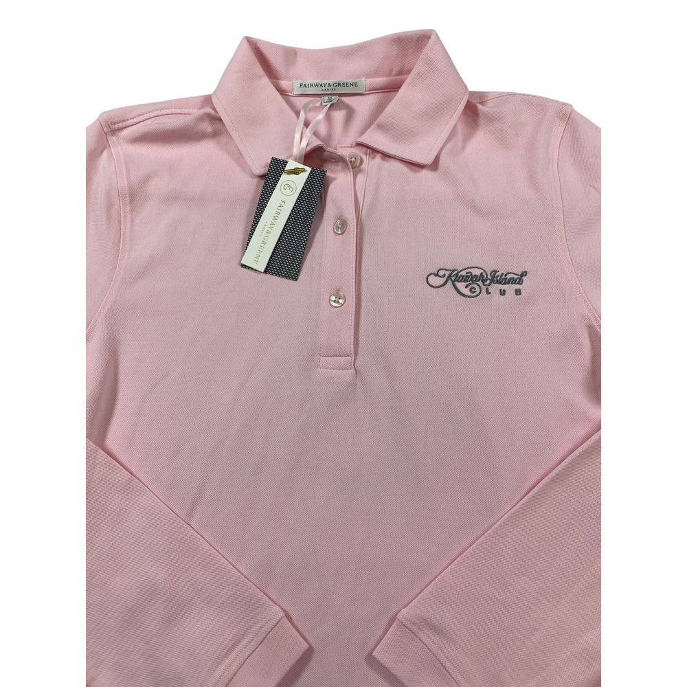 Fairway & Greene Womens Jeni Long Sleeve‎ Pique Polo Pink Kiawah Island Club M